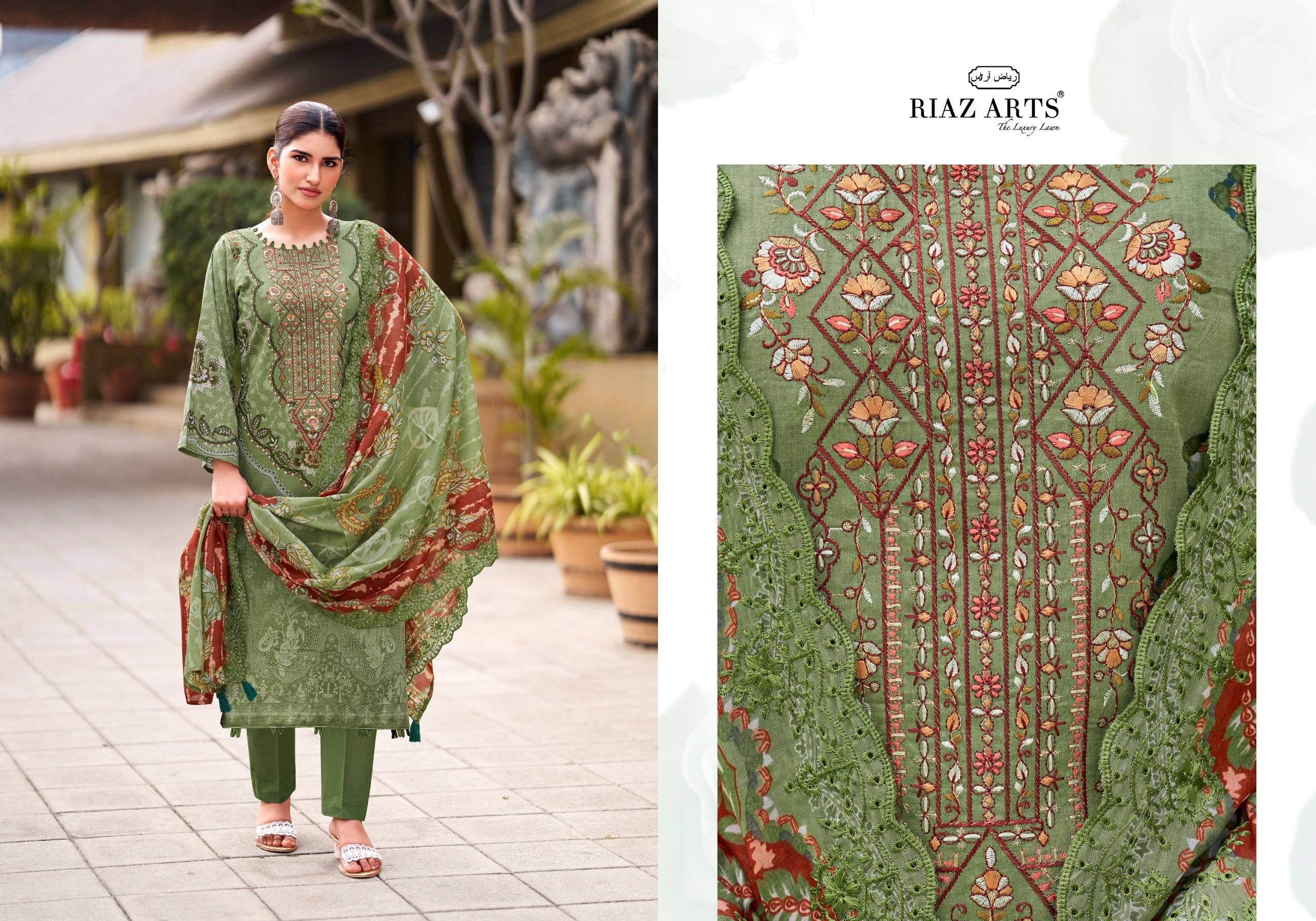 ABU SAEED Vol.2 by RIAZ ARTS PRINTS 1001 TO 1006 SERIES Pakistani Stylish Embroidered COTTON CAMRIC COLLECTION At Wholesale Price